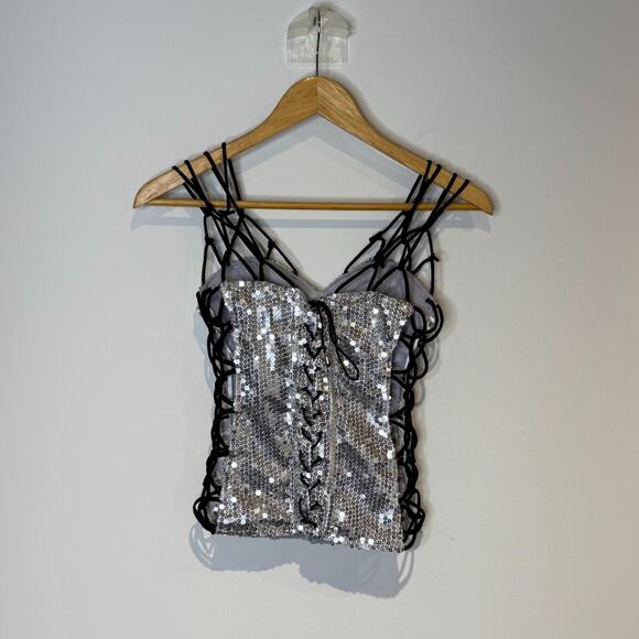 Silver Sequined Corset Top - Picture 4 of 5